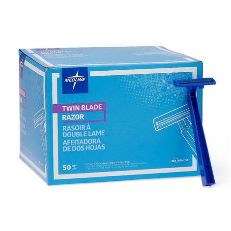 Medline Disposable Facial Razors with Twin Blades,Blue,Each,BRN1312H