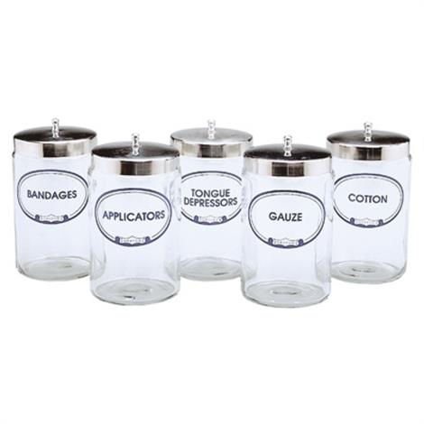 Graham-Field Labeled Glass Sundry Jars,Bandages- Flint Glass Sundry Jar with Cover,Each,3454A B