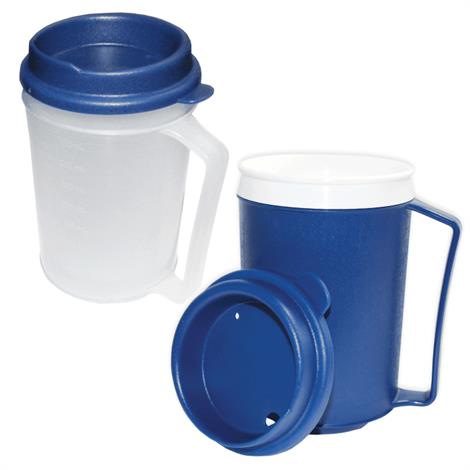 Mug With Tumbler Lid,Blue,12 oz,5 1/2" x 3 3/4",Weighted,Each,#847102000749