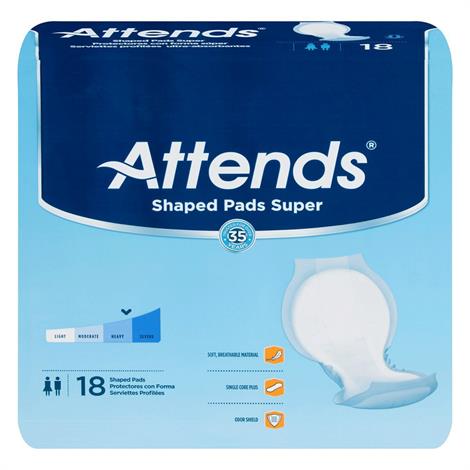 Attends Shaped Pads,Plus Absorbency,Size - 24.5",Yellow,24/Pack,4Pk/Case,SPDP