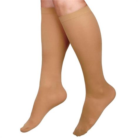 Medline Curad Hospital-Quality Closed Toe Knee High 15-20mmHg Medical Compression Socks,Size G,Regular,Beige,Pair,MDS1700GTH