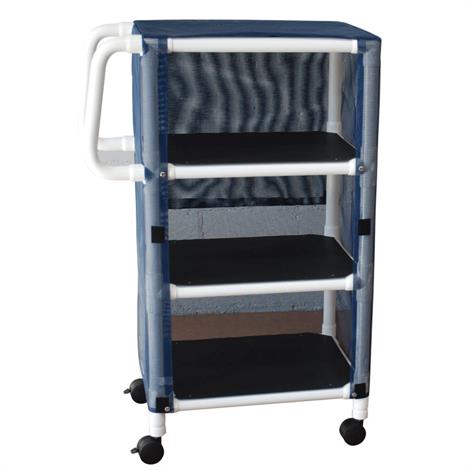MJM International 3-Shelf Mini Linen Cart,Forest Green,Mesh Cover,Each,325-3C