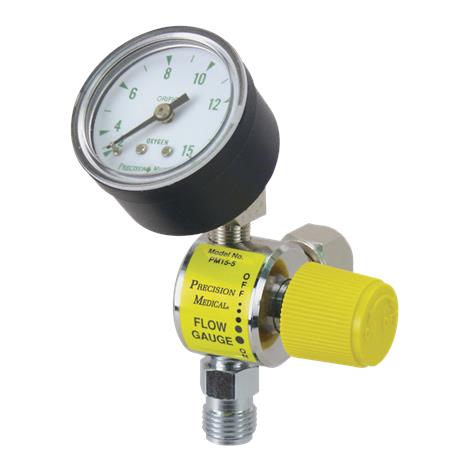 Precision Medical Flow Gauge with Female Hex Nut,1 - 1/2" Stem,Each,PM15-6