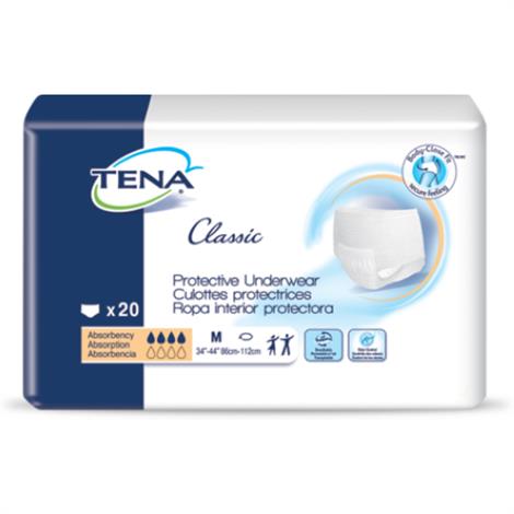TENA Classic Protective Underwear - Regular Absorbency,Medium,20/Pack,4Pk/Case,72513