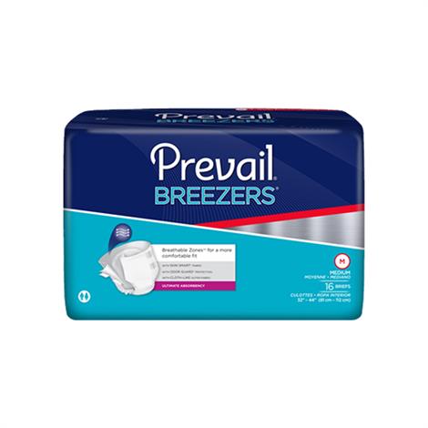 Prevail Breezers Adult Briefs - Ultimate Absorbency,Medium,Fits Waist 32"-44",White,16/Pack,6Pk/Case,PVB-012-2
