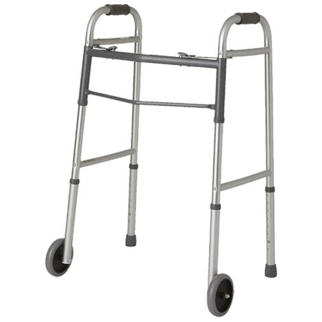 Guardian Easy Care Folding Walker With 5 Inch Fixed Wheels,Youth,Each,G30758W