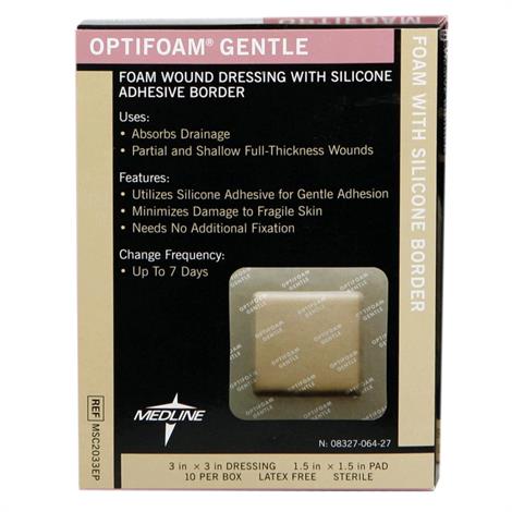 Medline Optifoam Gentle Silicone Border Dressing,7" x 7" (17.8cm x 17.8cm),Sacral,5/Pack,10Pk/Case,MSC2077EP