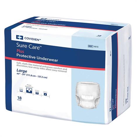 Covidien Sure Care Plus Protective Underwear - Heavy Absorbency,Small/Medium,Fits Waist 34" - 46",Value Pack,400/Pack,1605