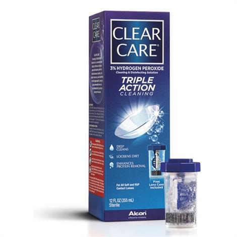 Clear Care Triple Action Cleaning & Disinfecting Solution,2 x 12 oz.,Twin Pack,24/Pack,65035821
