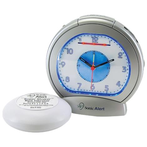 Sonic Boom Analog Alarm Clock with Bed Vibrator,5-1/2"W x 3"D x 5-1/2"H,Each,SBA475ss