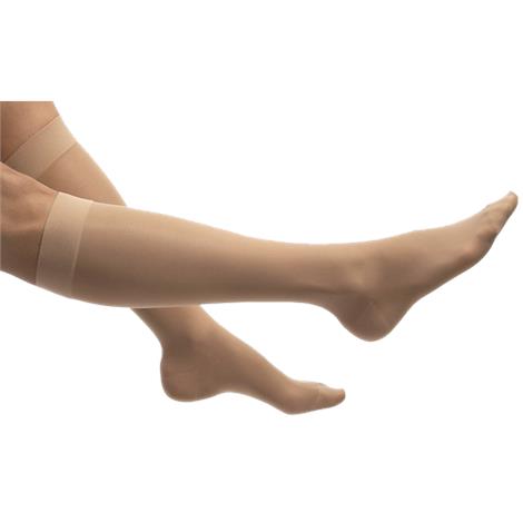 BSN Jobst Ultrasheer 20-30mmHg Closed Toe Knee High Firm Compression Stockings in Petite,Natural,Medium,Pair,119617