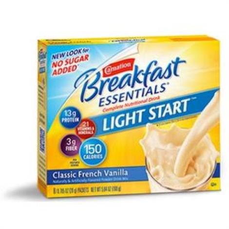 Nestle Carnation Breakfast Essentials Light Start al Drink,Classic French Vanilla,10.6 oz,8/Pack,5000055982