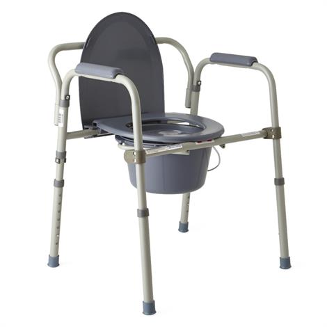 Medline Folding Steel Bedside Commode,Folding Steel Commode,Each,MDS89664FR