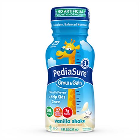 Abbott PediaSure Grow and Gain Complete Balanced Pediatric With Fiber,Vanilla Shake,8fl oz (237ml),Bottle,6/Pk,4Pk/Case,58061