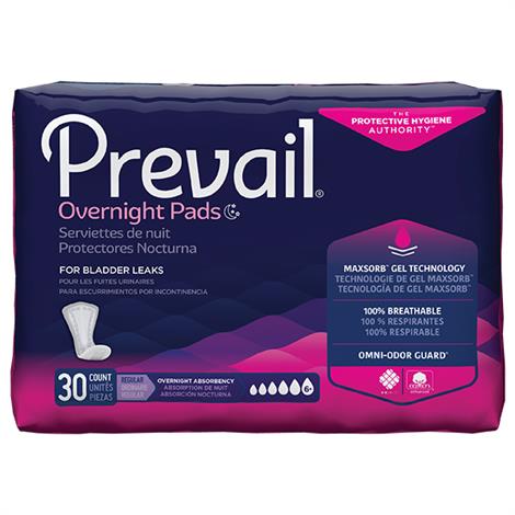 Prevail Bladder Control Pads - Overnight Absorbency,Pad Length 16",30/Pack,4Pk/case,PVX-120