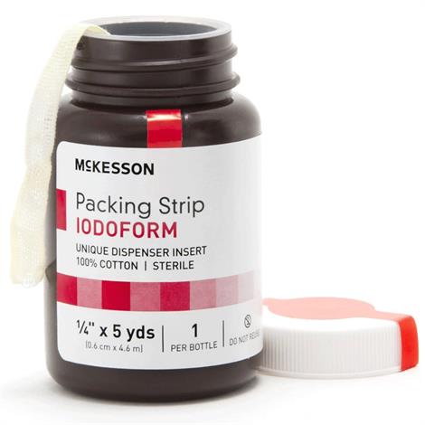 McKesson Iodoform Packing Cotton Strips,2" x 5 Yards Per Bottle (5.1 cm x 4.6 m),12/Pack,61-59445