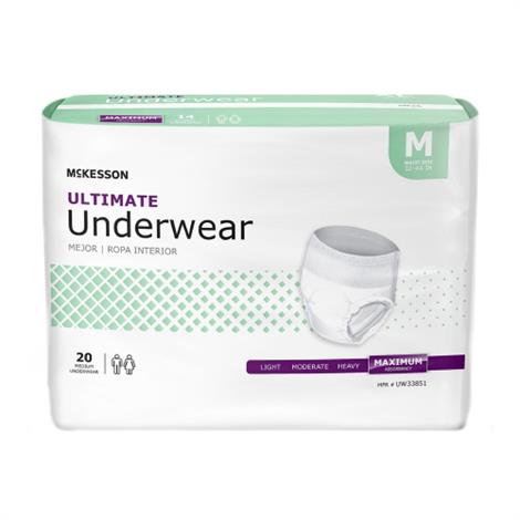 Mckesson Ultimate Maximum Absorbent Disposable Unisex Adult Underwear,X-Large,Waist/Hip: 58" to 68",14/Pack,4/Case,UW33853