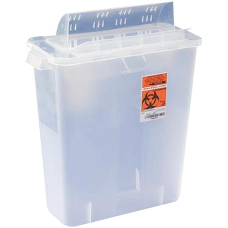 Covidien Kendall In-Room Sharps Container with Mailbox Style Lid,5qt,Transparent Red,20/Case,85131
