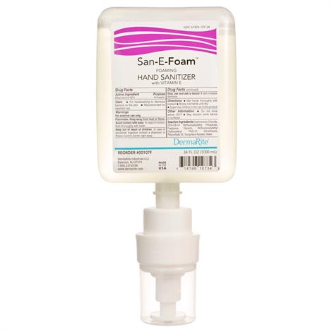 DermaRite San-E-Foam Foaming Hand Sanitizer with E,1000ml Dispenser Refill Bottle,6/Case,00107F