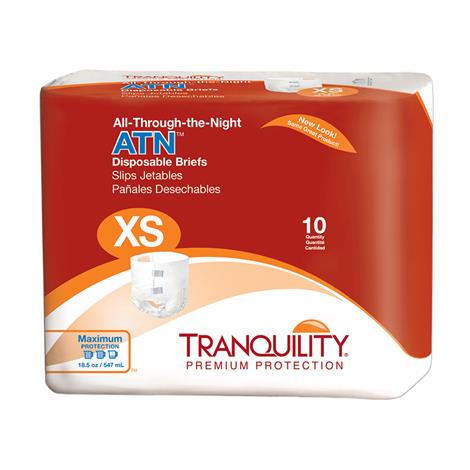 Tranquility ATN All-Through-the-Night Disposable Brief,Small,Fits Waist 24" - 32",Bundle of 5 (100/Case),2184