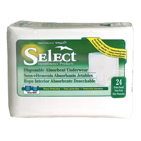 Select Disposable Absorbent Underwear,Large,Fits Waist 44" to 54",18/Pack,2606