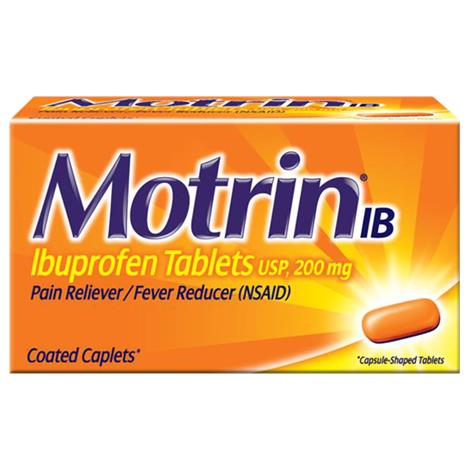 Motrin IB Ibuprofen Pain Reliever Caplets,200mg,100 Count,Each,53048101
