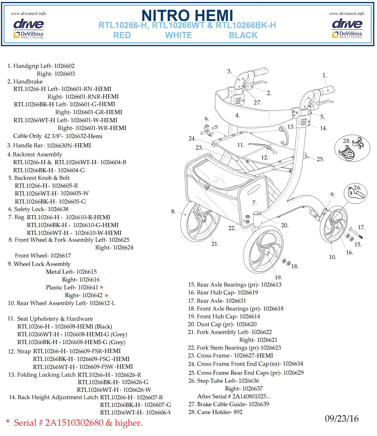 Drive Nitro EuroStyle Hemi Height Aluminum Four Wheel RollatorPetite