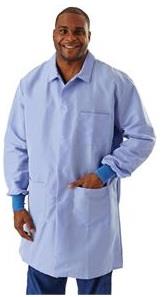 Medline Men ResiStat Blue Lab Coat with Pockets