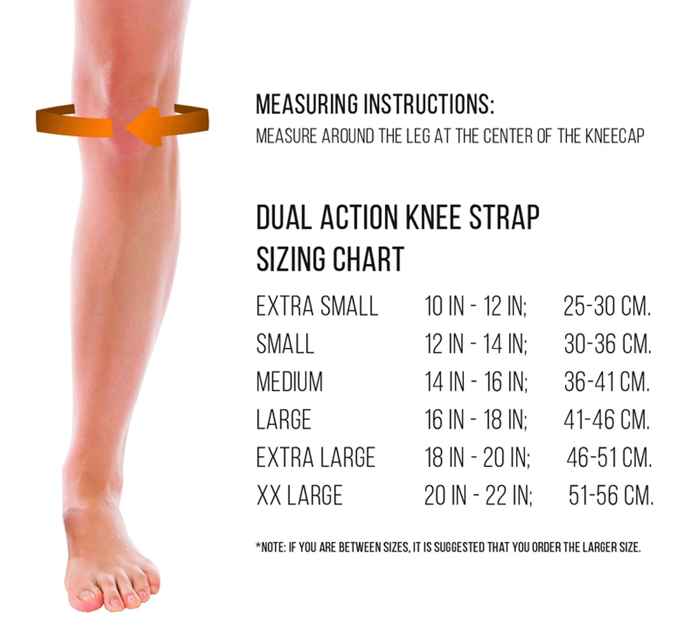 Cho-Pat Dual Action Knee Strap Size Chart